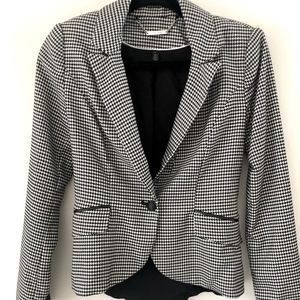 womens WHITE HOUSE BLACK MARKET Houndstooth Black & White Blazer Suit Size 00 🔥